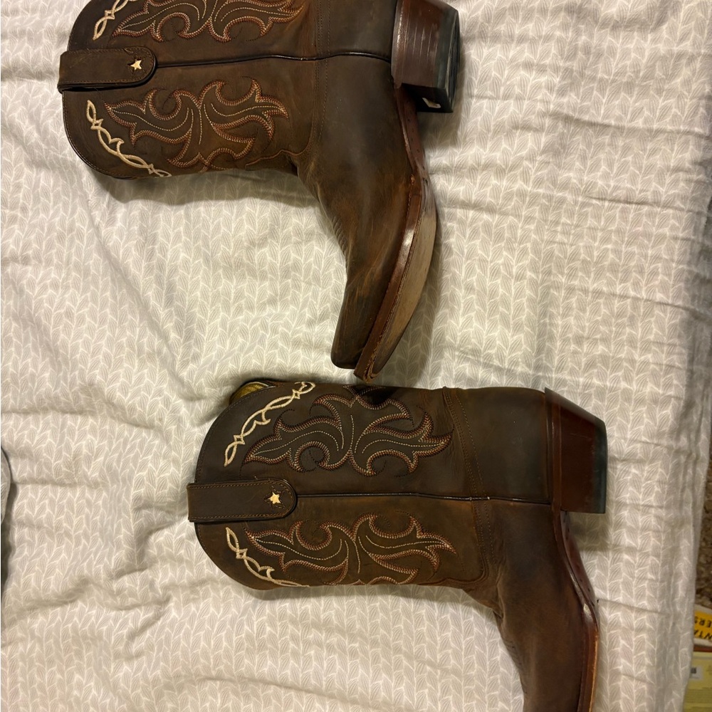 Tony Lama Brown Embroidered Combat Boots